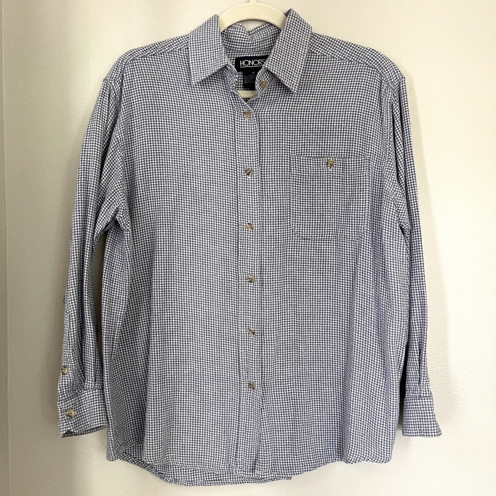 Vintage Houndstooth Patterned Cotton Button Down - image 1